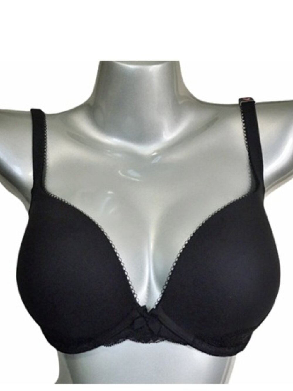 Victorias Secret Body By Victoria Lace Trim Push-up Bra 32DDD Black Nwt